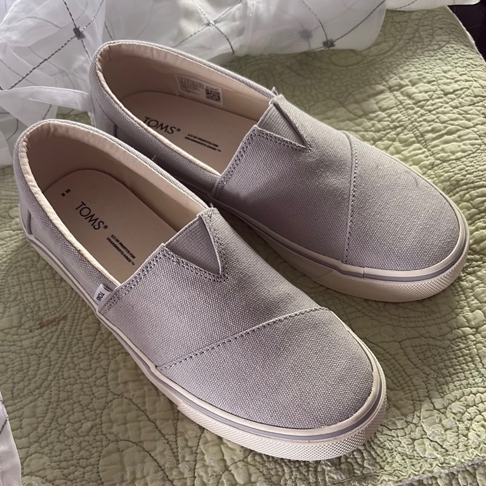 TOMS Gray Slip-On Shoes